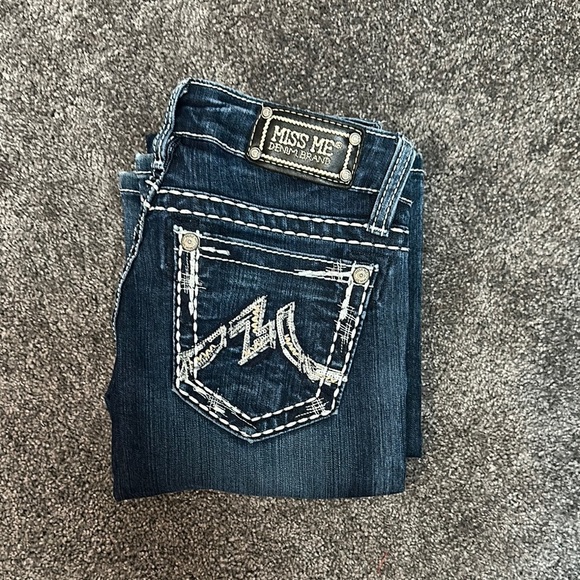 Miss Me Blue Jeans with Decorative Stitching and Easy Boot - Picture 1 of 3